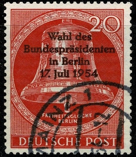 GERMANY BERLIN 1954 PRESIDENTAIL ELECTION USED (VFU) SG B115 Wmk.230 P.14 SUPERB