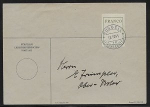 LIECHTENSTEIN Franco Adhesives: 1941 Printed Furstlich Cover bearing - 15907