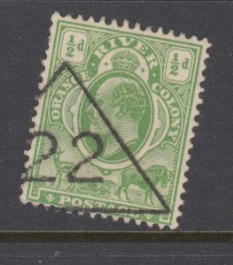 Orange Free State SG 139 used. 1903 ½p yellow green, 22 in Triangle cancel, VF