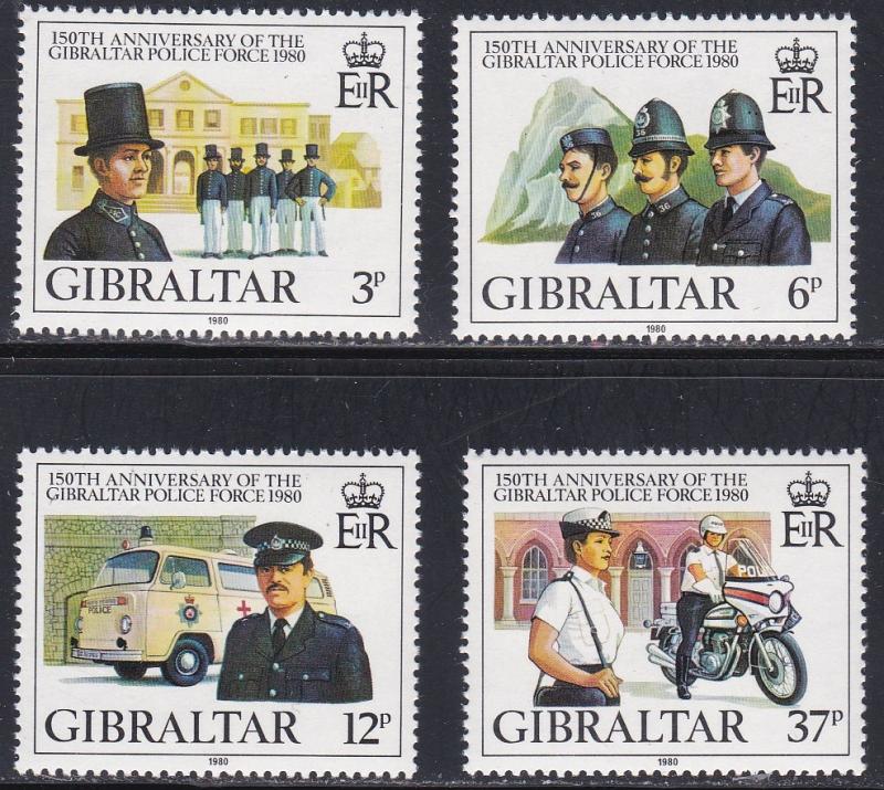 Gibraltar # 386-389, Police Force Anniversary,  NH, 1/2 Cat.