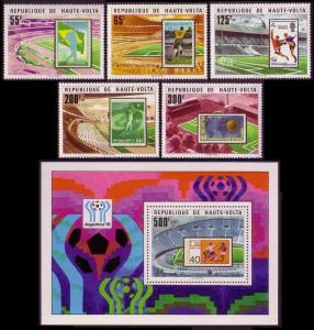 Upper Volta Football 5v+MS 1977 MNH SG#469-MS474 MI#700-704+Block 8 CV£12.20