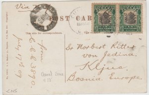 CANAL ZONE cover 17 July 1909 - postcard to Kljuc, Bosnia - Rare destination