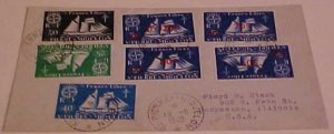 ST.PIRRE 1949 TO USA 7 DIFF. STAMPS