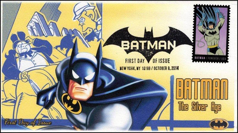 AO-4934-4, 2014, Batman, Silver Age, Add-on Cachet, Pictorial Postmark, First Da