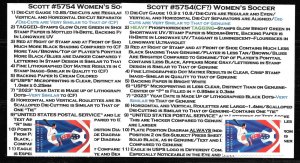 Scott #5754-- 2023 (63c) Women's Soccer CF & Genuine and Descriptive Tabs!