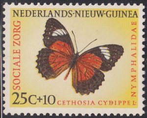 Netherlands New Guinea 1960 MNH Sc #B25 25c + 10c Cethosis cydippe Butterflies