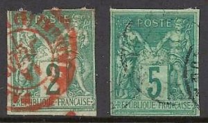 French Colonies 30 and 31 Imperfs - Red Cancel - CV $35