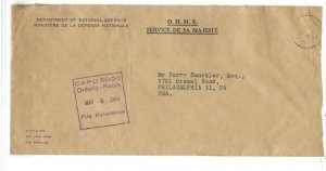 Korean War: Canadian APO 5000 (Kure Japan) to Philadelphia, Pa 1954 (M5527)