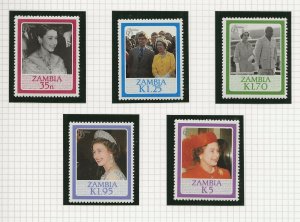 ZAMBIA 1986 60TH BIRTHDAY QUEEN ELIZABETH II,SET OF 5 PERF MNH