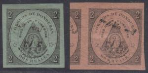 HONDURAS 1877 TEGUCIGALPA Sc 13 FORGED SURCHARGE & BOGUS Medio Real ON 2R MINT 