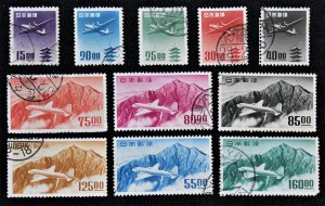 Japan C14-C24 Used Complete Air Mail Set 1951-52