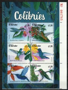 Salvador, El Stamp 1490  - Hummingbirds and flowers