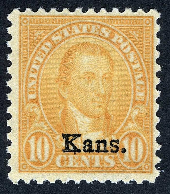 US Sc 679 Yellow 10¢ Nebr. Overprint Original Gum Very Light Hinge