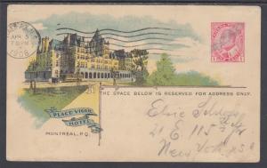 Canada H&G 24 used 1908 1c Place Viger Hotel PPC, Canadian Railway Company