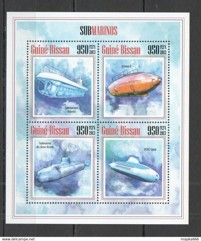 2013 Guinea-Bissau Transport Ships Submarines 1Kb ** Stamps St1261