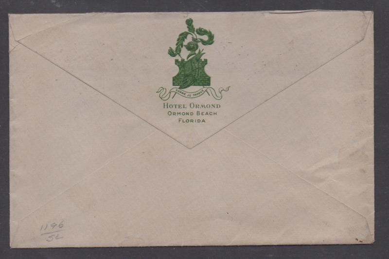 **Florida Machine Cancel Cover Ormond Bch , FL 2/6/1918 Earliest Recd Impression