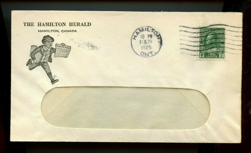 Hamilton Herald 2c 1925 Admiral issue cover Canada