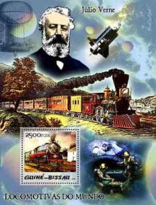 Guinea-Bissau - Trains & Jules Verne On Stamps - Stamp S/...