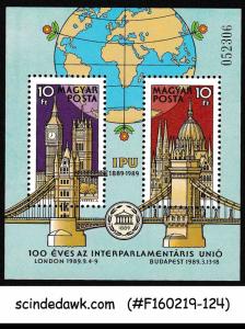 HUNGARY 1989 INTERPARLIAMENTARY UNION IPU CENTENARY / BRIDGE MIN/SHT - MNH