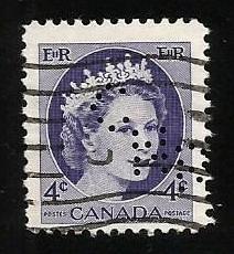 Canada #340   perfin