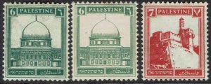 PALESTINE 1927 PICTORIAL 6M BOTH SHADES AND 7M