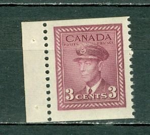 CANADA 1943  GEO VI   #252Bs(LL MARGIN) FROM BKLT PANE MINT NO THINS