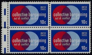 1558 Miscut Gutter Snipe Error / EFO Block of 4 Collective Bargaining Mint NH