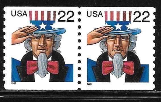 USA 3353: 22c Uncle Sam, pair, MNH, VF