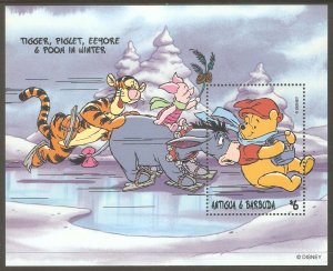 ANTIGUA Sc# 2154 MNH FVF SS Disney Winnie the Pooh Tigger Piglet Eeyore Winter