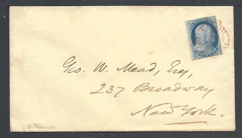 Scott #7, U.S. Mail, City Despatch, 1851 Issue