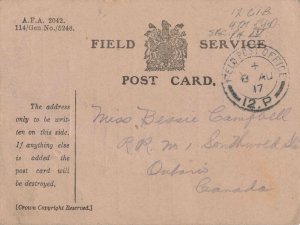 Canada 1917 WWI Field Post Office 12.P Whiz-Bang Soldier Pte. Clarke Later KIA