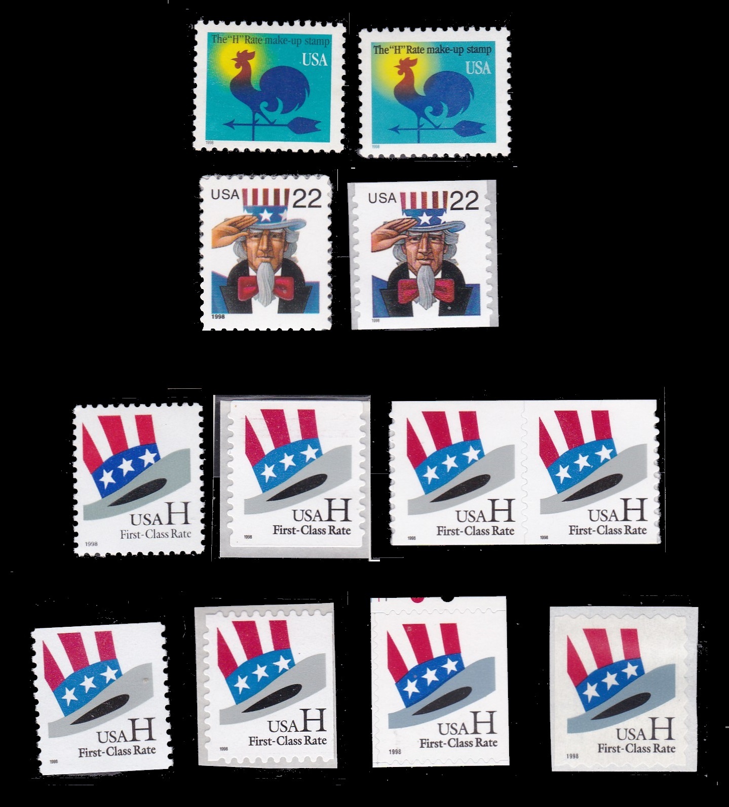 US 32573260 32633269 "H" Rate Stamps, Uncle Sam United States