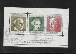 Germany Stamps: 1969 Women's Suffrage Issue #1007; Souvenir Sheet/3; Used