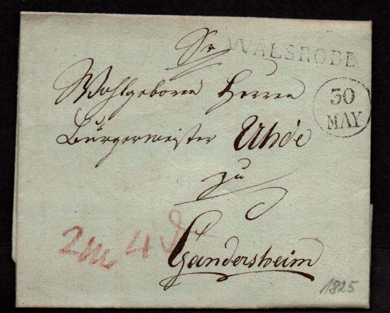 $German Stampless Cover, Walsrode (1825)