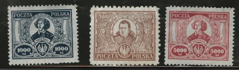 Poland Scott 192-4 mint no gum 1923 set few faults