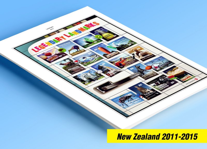 COLOR PRINTED NEW ZEALAND 2011-2015 STAMP ALBUM PAGES (98 illustrated pages)