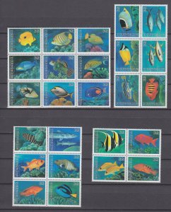 Z4525 JL Stamps 1988 micronisia set mnh #71a-c imarine life, in blocks form