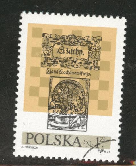 Poland Scott 2043 Used 1974 Flavor caneled Chess stamp