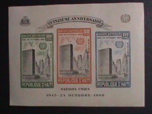 HATI-1960- 15TH ANNIVERSARY OF UNITED NATIONS-IMPERF-MNH S/S VERY FINE