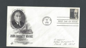 1966 #1295 $5.00 FDC John Bassett Moore Smyrna DE