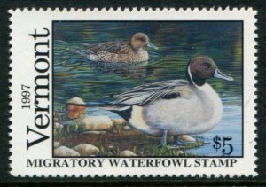 VT12 US $5 Vermont 1997 Migratory Waterfowl Stamp, MNH