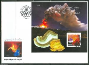 NIGER 2014 MINERALS & VOLCANOES SOUVENIR SHEET FIRST DAY COVER