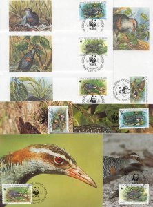 Cocos Isl. 8 FDC/cards WWF/Birds 1992