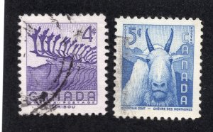 Canada 1956 Set of 2 Wildlife, Scott 360-361 used, value = 50c