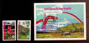 BARBUDA Sc 675-77 NH SET+S/S OF 1984 - OVERPRINTS - STAMP EXPO