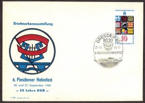 Germany (East) DDR Sc#1128 Harbour Festival Stamp Exhibition (1969) Cover