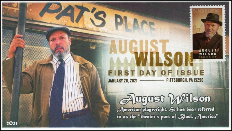 21-042, 2021, August Wilson, First Day Cover, Digital Color Postmark,