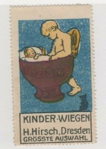 Germany- H. Hirsch Baby Scales Advertising Stamp, Angel Weighing Baby, NG