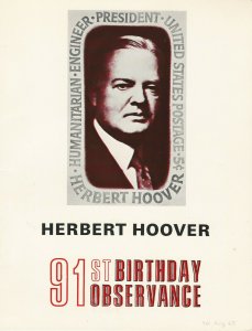 Herbert Hoover 91st Birthday Observance Booklet and First Day Ceremony Program