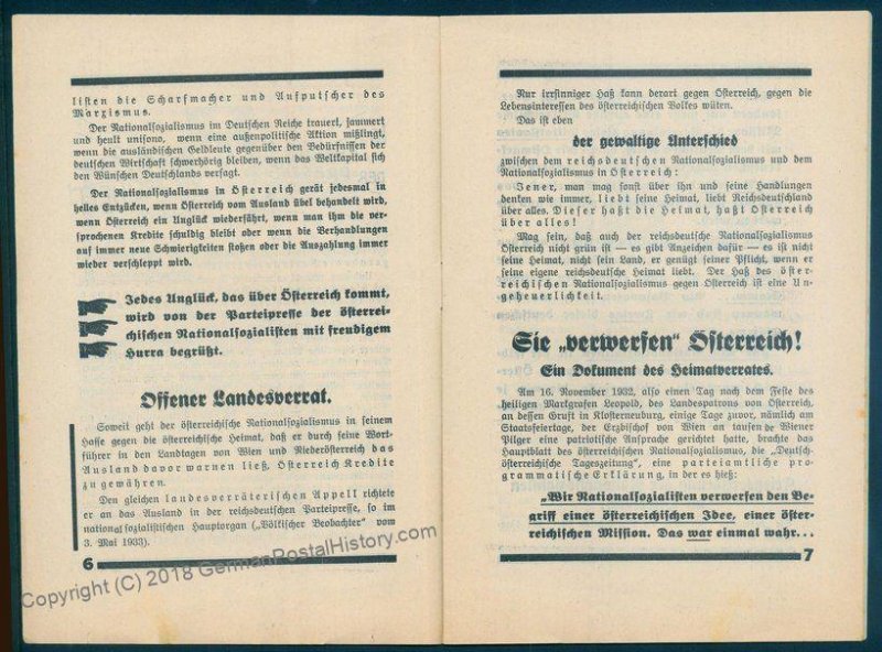 Austria 1934 Dollfuss Vaterlandische Front Anti Nazi Propaganda Booklet ...